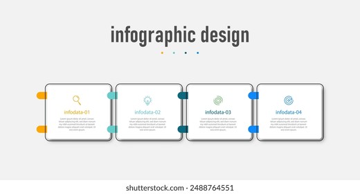 Proceso de línea de tiempo infográfico con diseño de Plantilla cuadrada con iconos y 5 opciones o pasos. Ilustración vectorial.