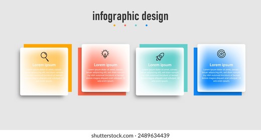 Infographic timeline process with square template design with icons and 4 options or steps. Vector illustration.
