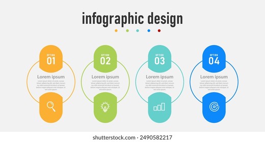 Infographic timeline process with square template design with icons and 4 options or steps. Vector illustration.
