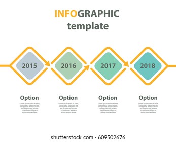 Infographic timeline. Progressive years template diagram. Square form. Vector EPS 10