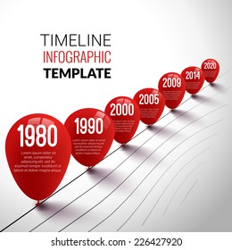 Infographic Timeline realistic Template with red balloons 