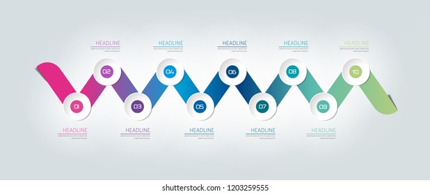  Infographic timeline report, template, chart, scheme. Vector.
