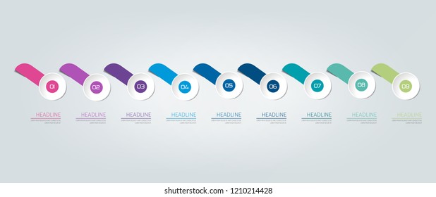  Infographic timeline report, template, chart, scheme. Vector.