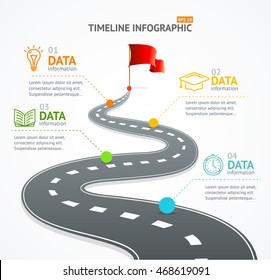 Infographic Timeline and Road with Pointer. For Your Business. Vector illustration