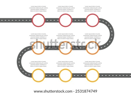 Infographic timeline roadmap for business presentation with 9 steps.