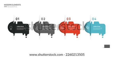 Infographic Timeline rounded elements diagram template for business. 4 successive Steps Modern roadmap with circle topics, flat vector infographics, flow charts.