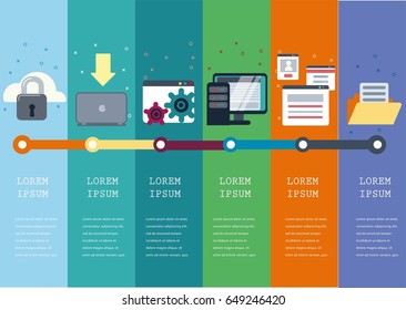 Infographic timeline with technology web and cloud icons