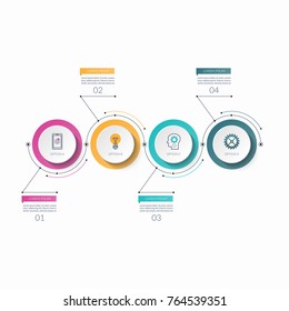 Infographic timeline template with 4 options. Can be used as a chart, diagram, graph for business presentation, annual report, brochure, web design.