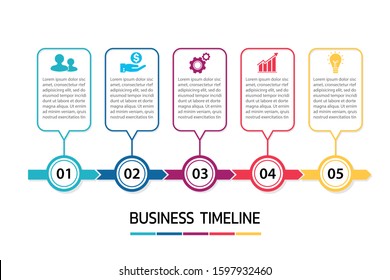 infographic timeline template 5 element on white background. business finance concept. Can be used for info graphics,flow charts, presentations,web sites,step diagram. vector illustration flat design.