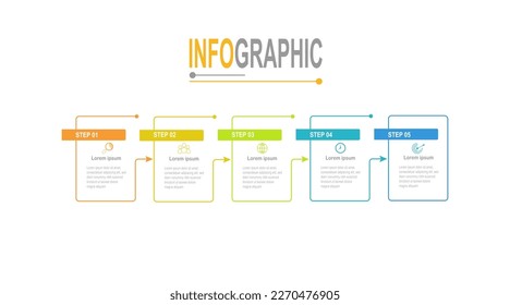 Plantilla de línea de tiempo de información 5 pasos ilustración de datos empresariales