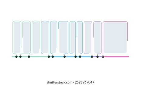 Infographic timeline template. Business presentation or graph concept. Workflow diagram or report with milestones on horizontal progress layout for website, UI or smartphone flat vector illustration