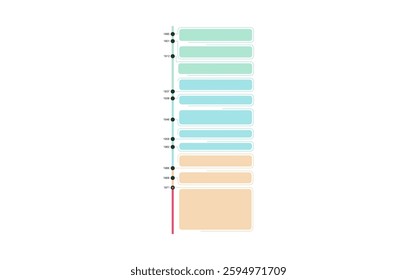 Infographic timeline template by years. Business presentation graph concept. Workflow diagram, report with milestones on vertical progress layout for website, UI on smartphone flat vector illustration