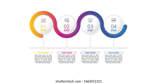 Infographic Timeline template can be used for workflow layout, diagram, number options, web design. Infographic business concept with 4 option, parts, steps or processes. Abstract background.