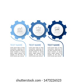 Infographic Timeline template can be used for gear workflow layout, diagram, number options, web design. Infographic business concept with 3 option, parts, steps or processes. Abstract background.