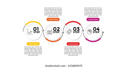 Infographic Timeline template can be used for workflow layout, diagram, number options, web design. Infographic business concept with 4 option, parts, steps or processes. Abstract background.