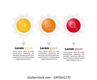 Infographic Timeline template can be used for gear workflow layout, diagram, number options, web design. Infographic business concept with 3 option, parts, steps or processes. Abstract background.