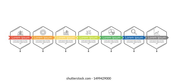 Infographic Timeline template can be used for workflow layout, diagram, number options, web design. Infographic business concept can be edit to 3,4,5,6,7 option, parts, steps or processes. 