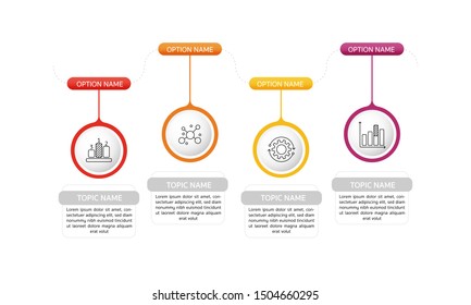 Infographic Timeline template can be used for workflow layout, diagram, number options, web design. Infographic business concept with 4 option, parts, steps or processes. Abstract background.