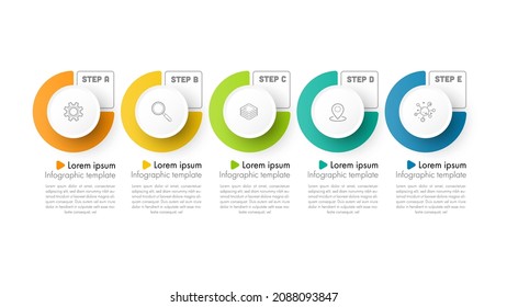 Infographic Timeline template can be used for workflow layout, diagram, number options, web design. Infographic business concept with 5 option, parts, steps or processes. Abstract background.
