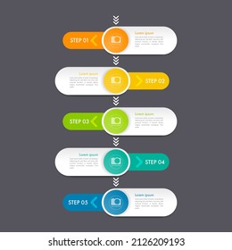 Infographic Timeline template can be used for workflow layout, diagram, number options, web design. Infographic business concept with 5 option, parts, steps or processes. Abstract background.