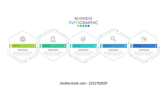 Infographic Timeline template can be used for workflow layout, diagram, number options, web design. Infographic business concept with 5 option, parts, steps or processes. Abstract background.