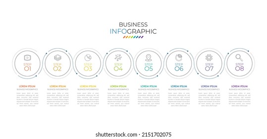 Infographic Timeline template can be used for workflow layout, diagram, number options, web design. Infographic business concept with 8 options, parts, steps or processes. Abstract background.