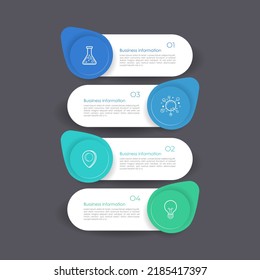 La plantilla de línea de tiempo infográfica se puede utilizar para diseño de flujo de trabajo, diagrama, opciones de número, diseño web. Concepto de negocio infográfico con 4 opciones, partes, pasos o procesos. Antecedentes abstractos.