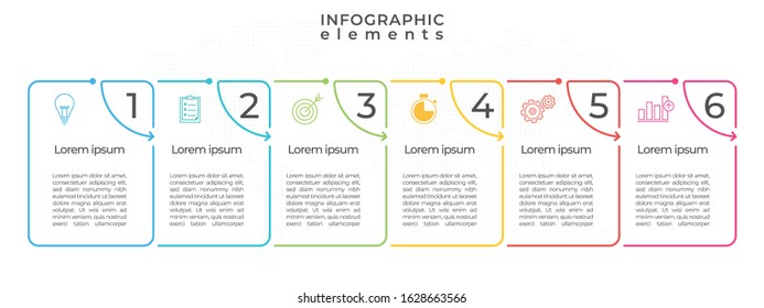 Infographic timeline template with numbers 6 option.