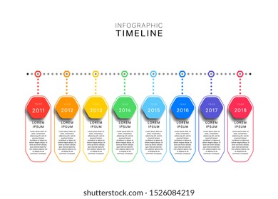 infographic timeline template with realistic hexagonal elements on white background. business process diagram. company presentation slide template. modern vector info graphic layout design. eps 10