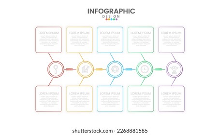 Infographic timeline template round with 5 options concept. Corporate milestones graphic elements. Vector business template for presentation.