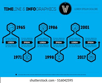 Infographic timeline. Time line of tendencies and trends. Vector web template.