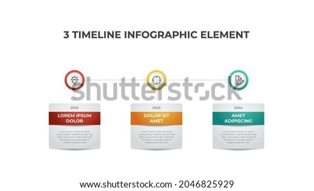 infographic timeline vector with 3 list, points, options, can be used for workflow, process diagram, presentation element, etc.