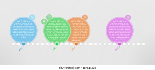 infographic timeline vector on gray gradient background