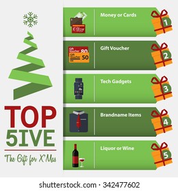 infographic for top 5 the gift for christmas. Vector Illustration