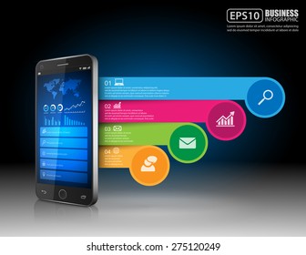 Infographic with a touch screen smartphone
