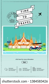 Infographic tourist attraction landmarks in Thailand illustration design