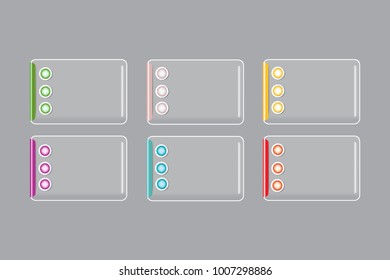 Infographic of transparent rectangles with color metal buttons ready for your text
