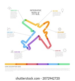 Infographic transport report template made from thick fresh color marker lines and icons with airplane - light background version