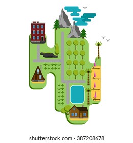 Infographic travel and landmark map shape template design. Concept vector illustration / graphic or web design layout.