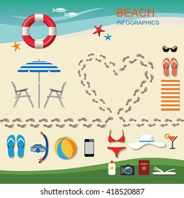 Infographic travel planning a summer vacation. Flat. Can be used for layout, advertising and web design.