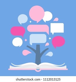 Infographic Tree and Open Book. Presentation Template for Quotes and Data. Vector Design