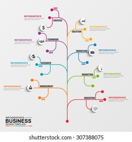 Infographic tree vector design template. Can be used for workflow processes, banner, diagram, number options, work plan, web design.