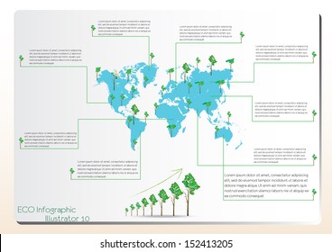 infographic. Tree. World Map  