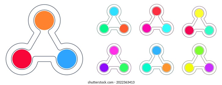 Triángulo infográfico con círculos coloridos conjunto de elementos vectoriales