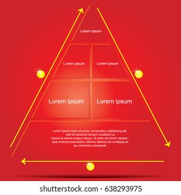 Infographic triangle element template on blue background. Vector Illustration.