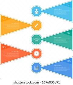 Infographic triangle heading work step business planning color bright. vector illustration.