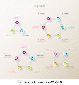 Infographic, triangle, square, pentagon and hexagon