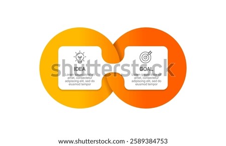 Infographic of two circles combined. Idea and Goal to success. Vector illustration.