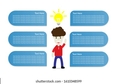 Infographic.Man under ideas icon. Infographic concept.Business concept