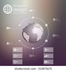infographic with unfocused background and icons set for business design vector.